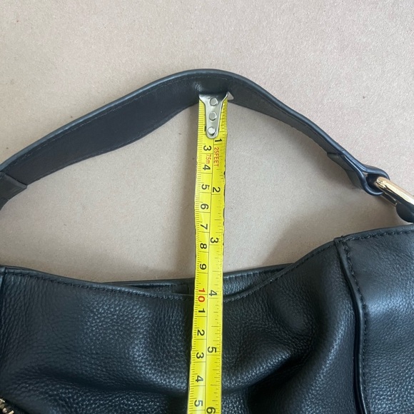 Kelsi Dagger Black Leather Handbag With Adjustable Crossbody Strap Gold Hardware - Picture 11 of 11